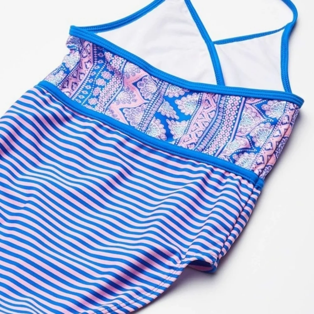 Girls Tommy Bahama Swimsuit 2T Blue Pink